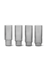 Ripple Long Drink Glasses - Set of 4 - Smoked Grey