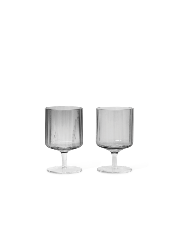 Ripple Wine Glasses - Set of 2 - Smoked Grey