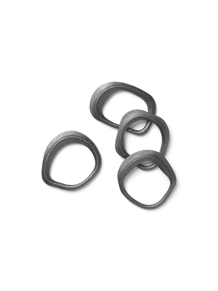 Flow Napkin Rings - Set of 4 - Black Brass