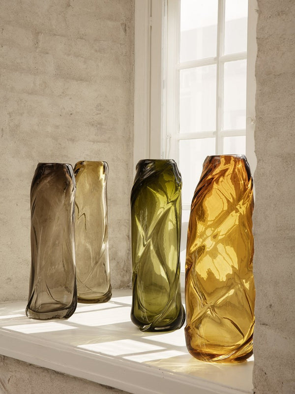 Water Swirl Vase - Tall - Amber