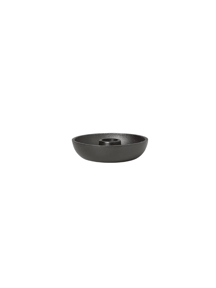 Bowl Candle Holder - Single - Black Aluminium